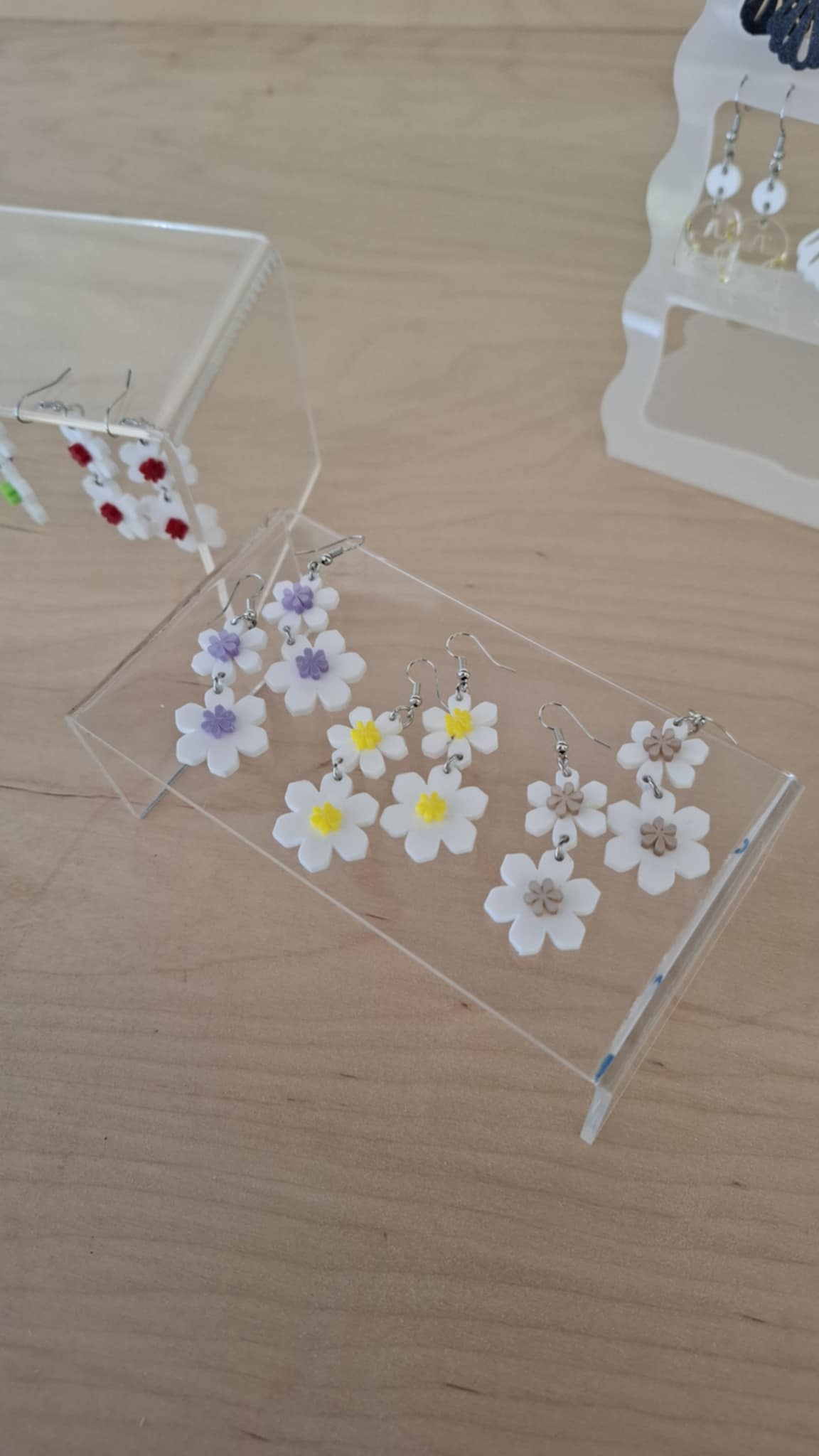 Σκουλαρίκια plexiglass διπλό λουλούδι - Image 5