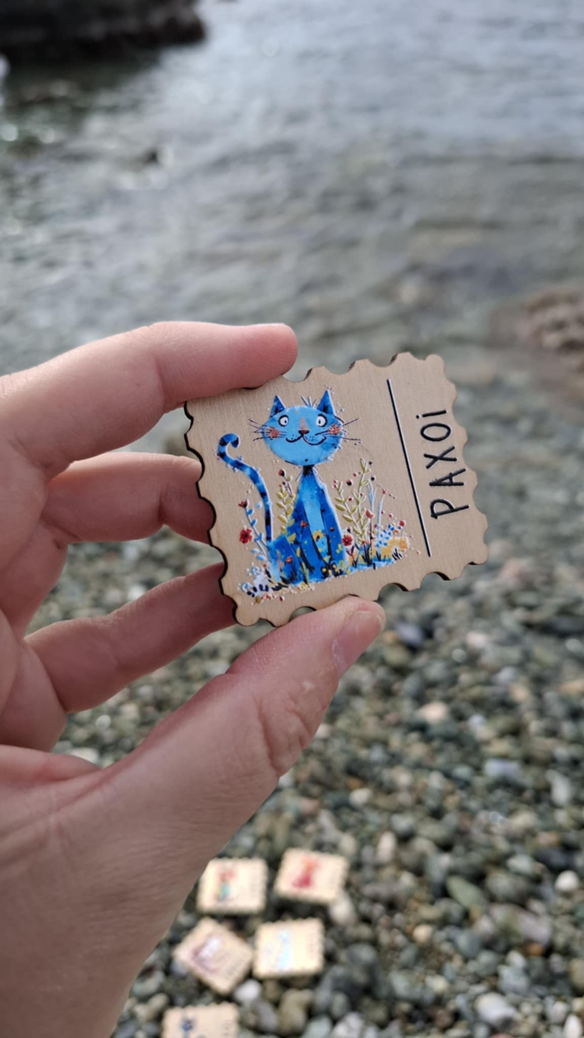 Μαγνήτακια ξύλινα postcard cat - Image 2