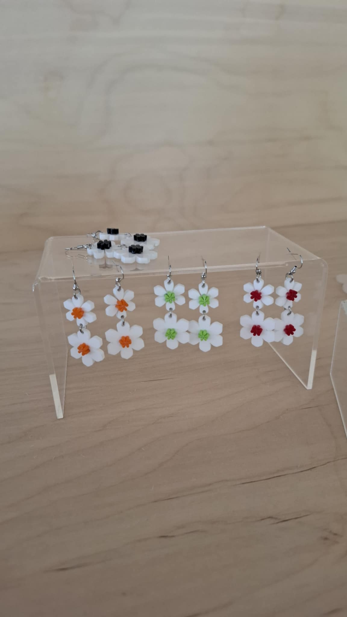 Σκουλαρίκια plexiglass διπλό λουλούδι - Image 4