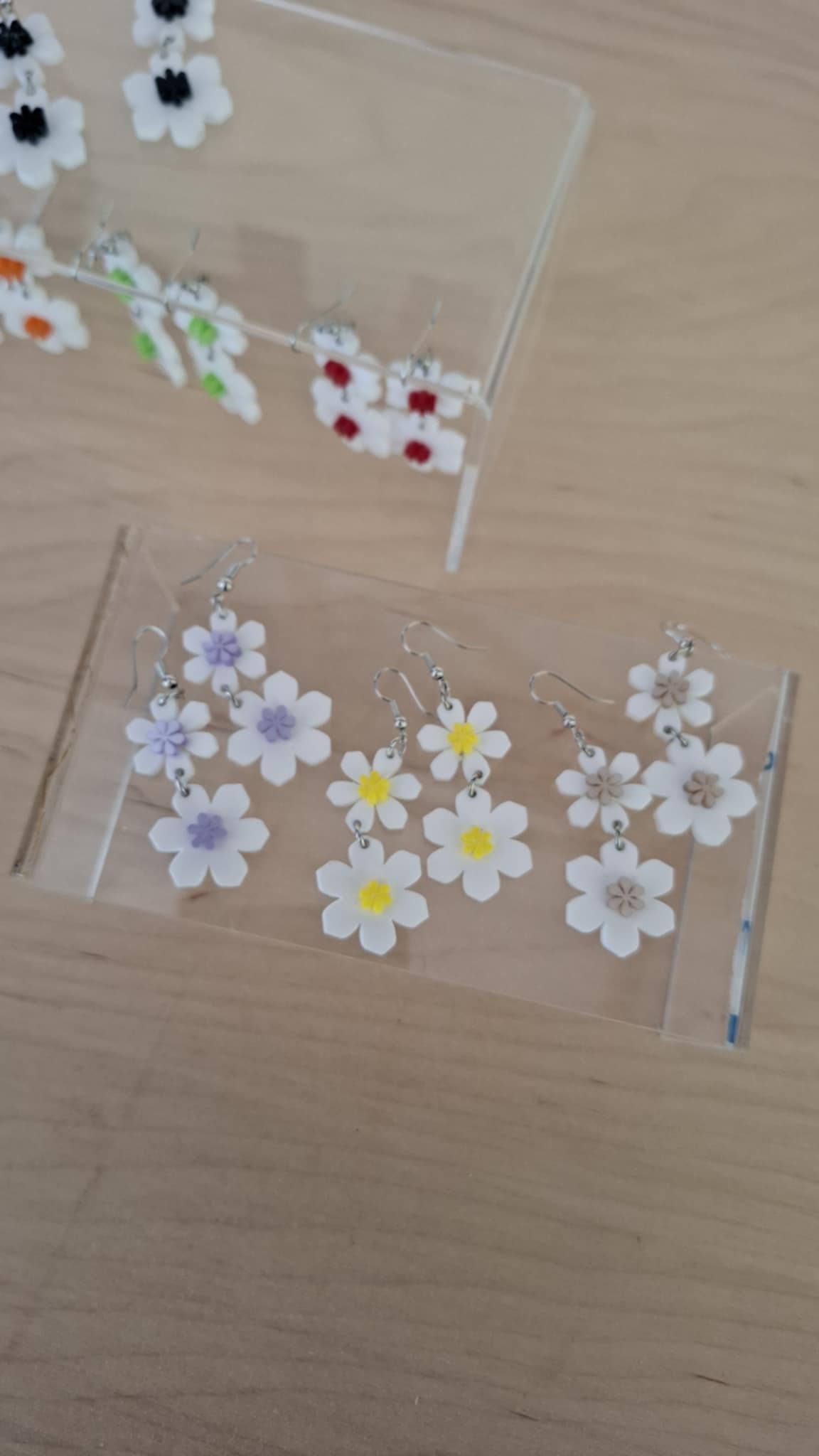 Σκουλαρίκια plexiglass διπλό λουλούδι