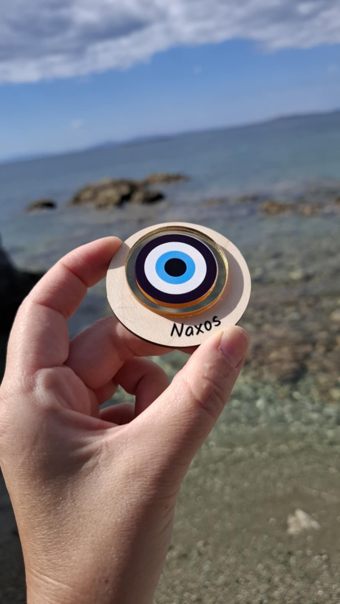 Μαγνητάκια ξύλινα με εκτυπωμένο ματι plexiglass