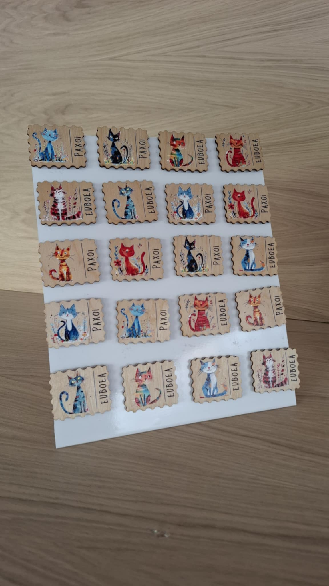Μαγνήτακια ξύλινα postcard cat
